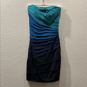 Y2K Party Dress Strapless Teal to Dark Gradient